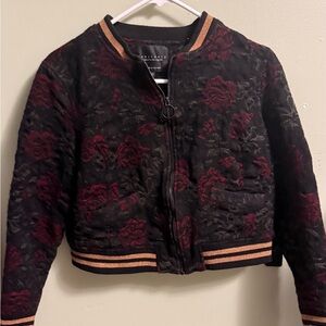 Sanctuary Black and Red Floral Bomber Jacket
